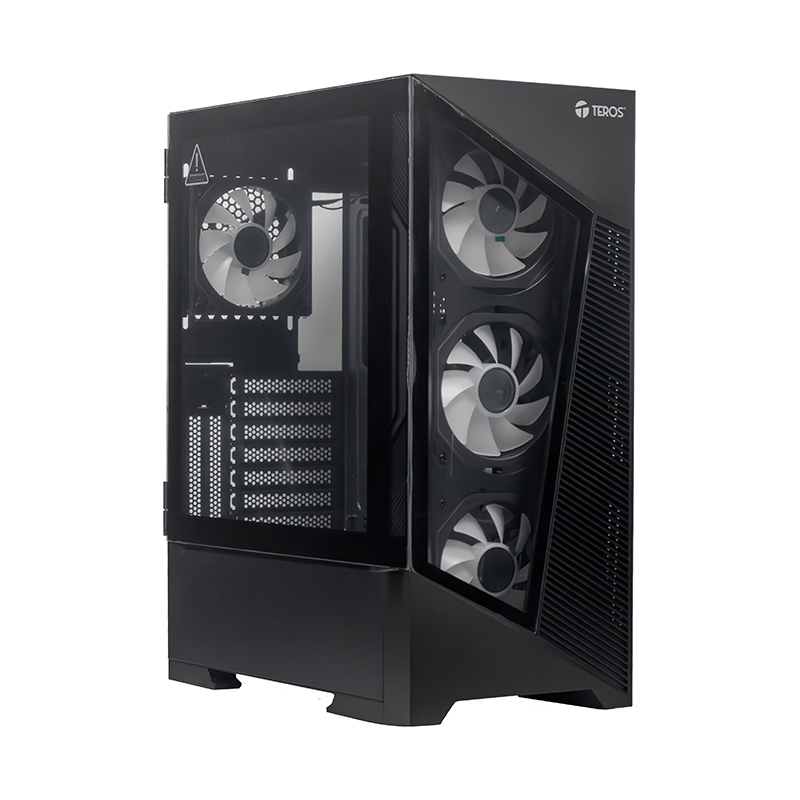Case sin fuente gamer TEROS TE-1330G, Mid Tower, E-ATX/ATX/MICRO-ATX/IT, USB-A, Audio