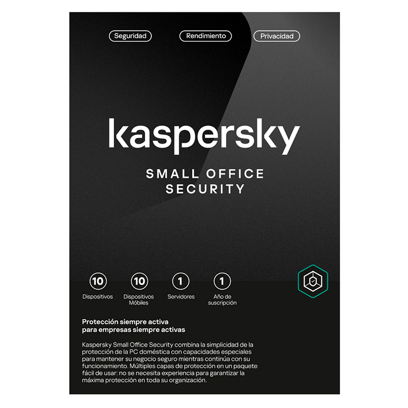 Software Kaspersky Small Office Security, para 10 PCs+1 Serv, Lic 1 año, Producto Virtual.
