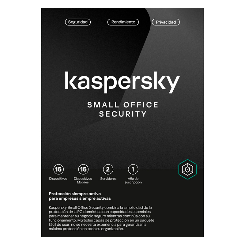 Software Kaspersky Small Office Security, para 15 PCs, Licencia 1 año, Producto Virtual.
