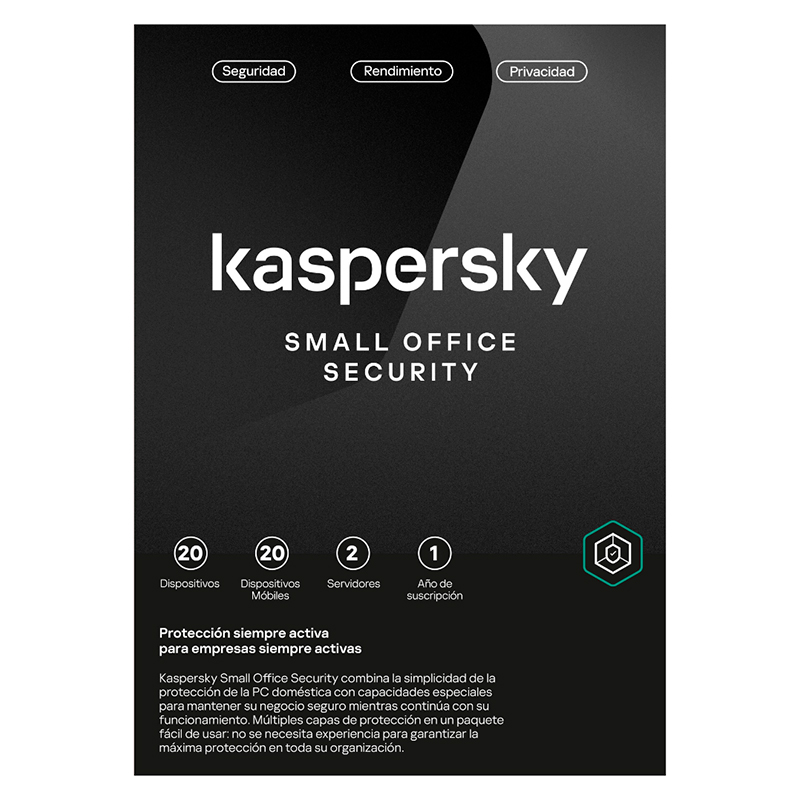 Software Kaspersky Small Office Security, para 20 PCs, Licencia 1 año, Producto Virtual.