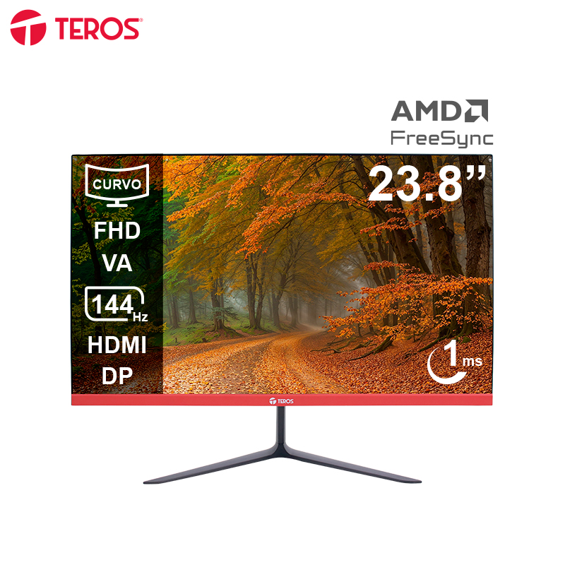 Monitor curvo TEROS TE-2403S, 23.8 FHD VA, 144HZ, 1MS, HDMI, DP, Audio out