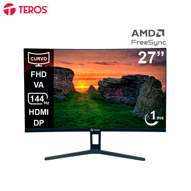 Monitor curvo TEROS TE-2734S, 27 FHD VA, 144HZ, 1MS, HDMI, DP, Audio out