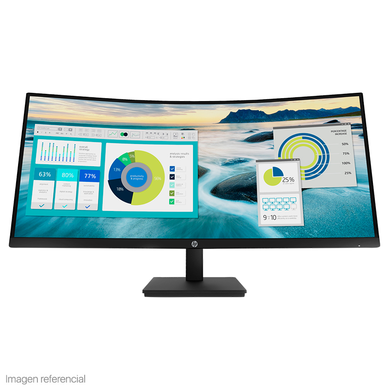 Monitor HP P34hc G4 WQHD VA USB-C Curvo 34 HDMI / DP / USB-A, Color Negro.