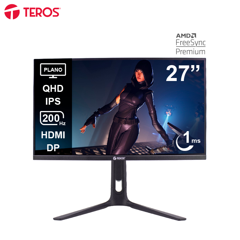 Monitor plano gaming TEROS TE-2754G, 27 QHD IPS, 200Hz, 1ms, HDMI, DP, Audio out