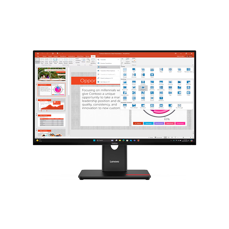 Monitor Plano Lenovo ThinkVision T27-40, 27 WLED FHD IPS/HDMI/DP/VGA/USB-C/USB-B/USB-A x3