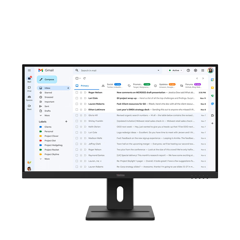 Monitor Lenovo ThinkVision E27-40, 27 WLED/FHD/IPS/HDMI x1/DP x1/VGA x1/Parlantes: 2Wx2