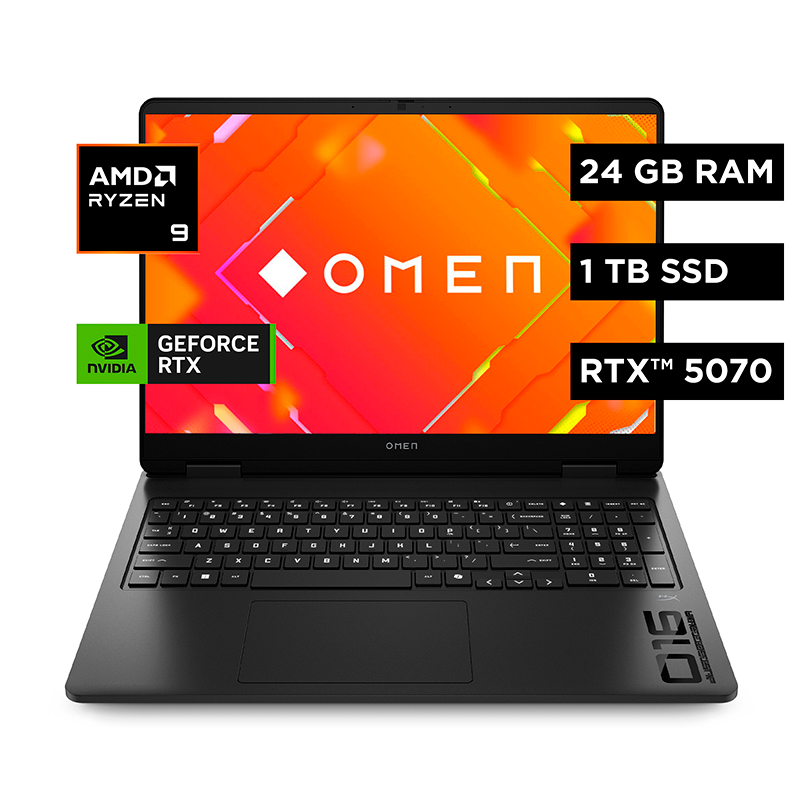 Notebook HP OMEN Gaming 16-ap0007la, 16 2K IPS AMD Ryzen 9 8940HX hasta 5.3GHz, 24GB DDR5