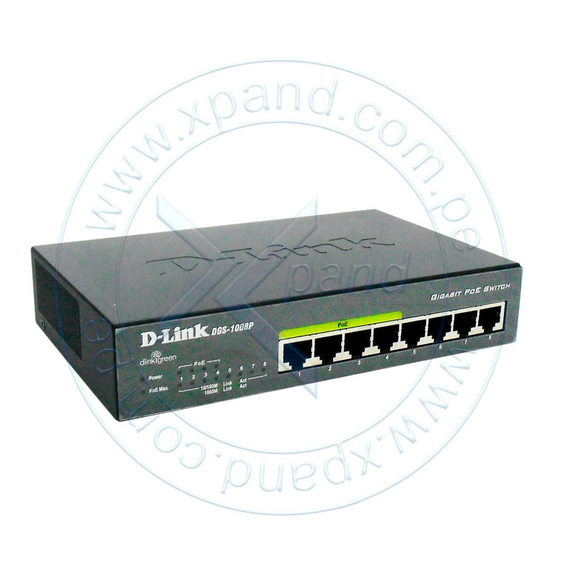 Switch D-Link DGS-1100-08P, Capa 2, 8 puertos RJ-45 LAN GbE, PoE, Auto MDI/MDIX.