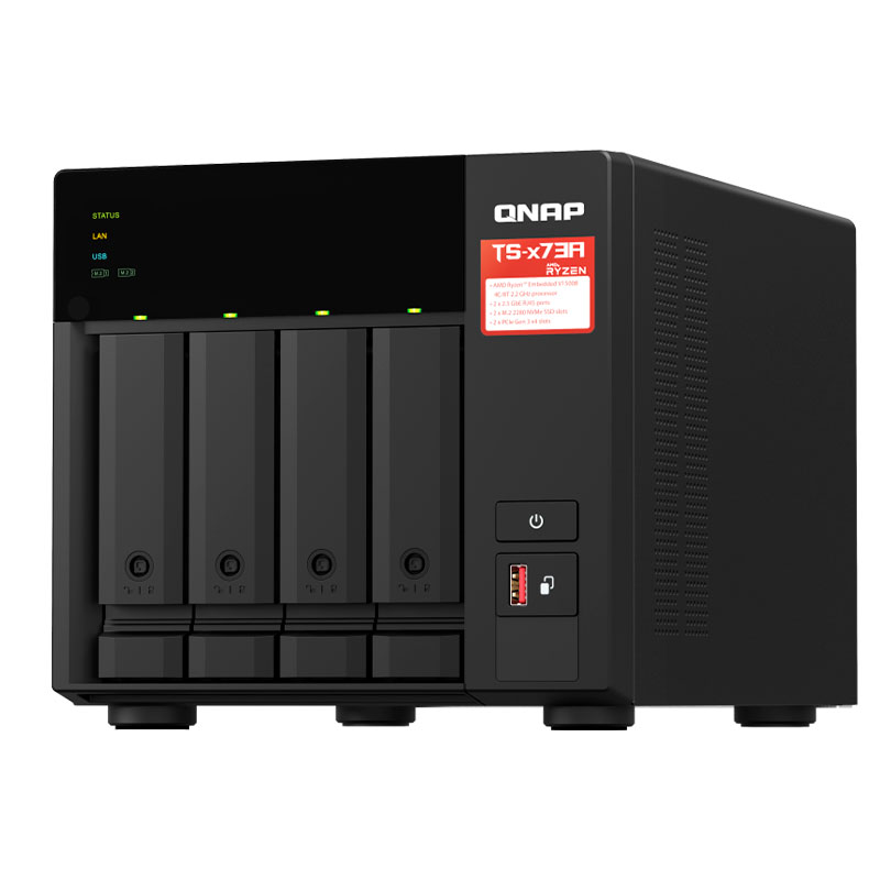 Servidor NAS QNAP TS-473A, AMD Ryzen V1500B/2.2GHz, 8GB DDR4 SODIMM, Bahias: 4 x 3.5 SATA