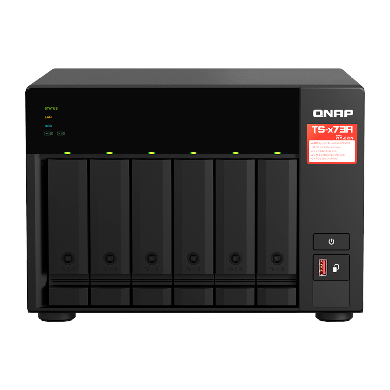 Servidor NAS QNAP TS-673A-8G, Ryzen V1500B 4C/2.2GHz, 8GB RAM SODIMM, Bahias: 6x3.5 SATA