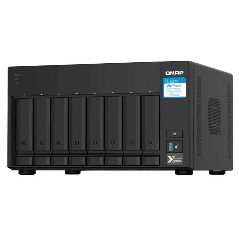 Servidor NAS QNAP TS-832PX-4G, ARM Cortex-A57 4C/1.7GHz, 4GB DDR4, Bahias: 8 x 3.5 SATA