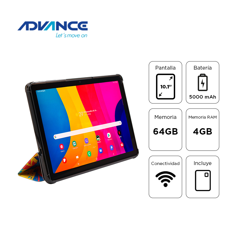 Tablet Advance SmartPad SP3703 WiFi 10.1 WXGA IPS A333 1.75GHz 4GB 64GB Android 15 gris