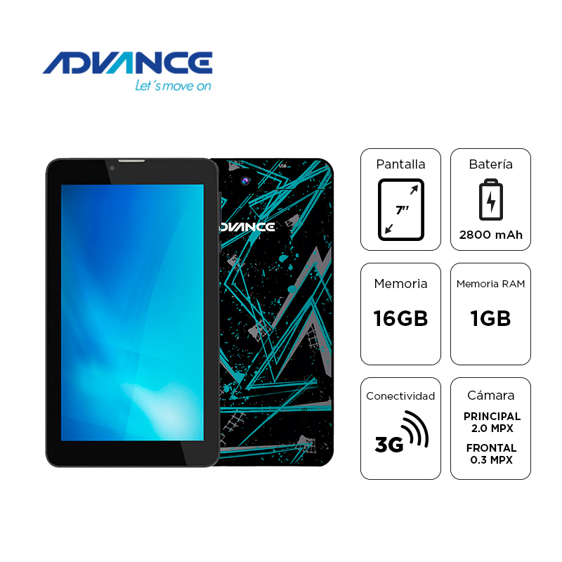 Tablet Advance Prime PR6152, 7 1024x600, Android 11 Go , 3G, Dual SIM, 16GB, RAM 1GB.
