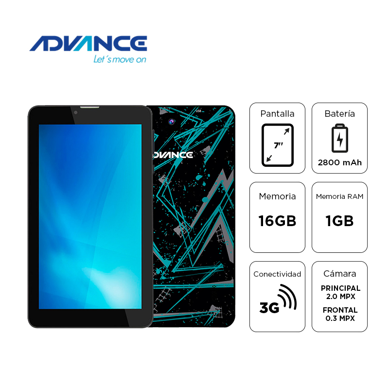 Tablet Advance Prime PR6152, 7 1024x600, Android 11 Go , 3G, Dual SIM, 16GB, RAM 1GB.