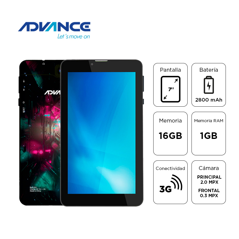 Tablet Advance Prime PR6152, 7 1024x600 IPS, Android 11 Go , 3G, Dual SIM, 16GB, RAM 1GB.