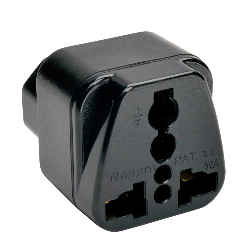 Adaptador de tomacorriente Tripp-Lite UNIPLUGINT, permite conexión a un IEC 320 C13.
