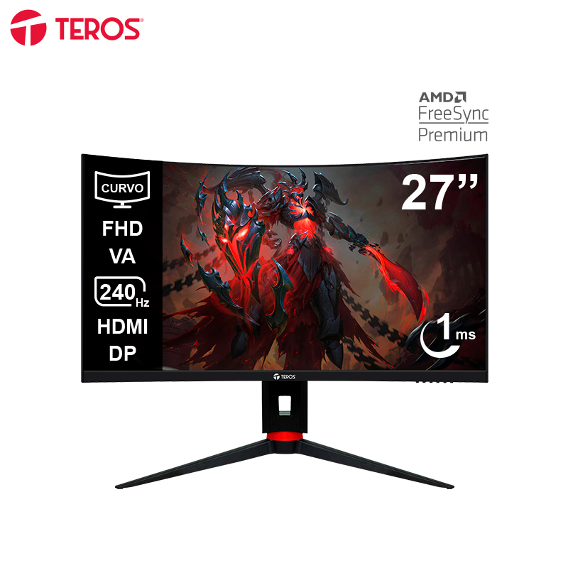 Monitor Curvo Gaming TEROS TE-2764G, 27 FHD VA, 240Hz, 1ms, HDMI, DP, Audio Out