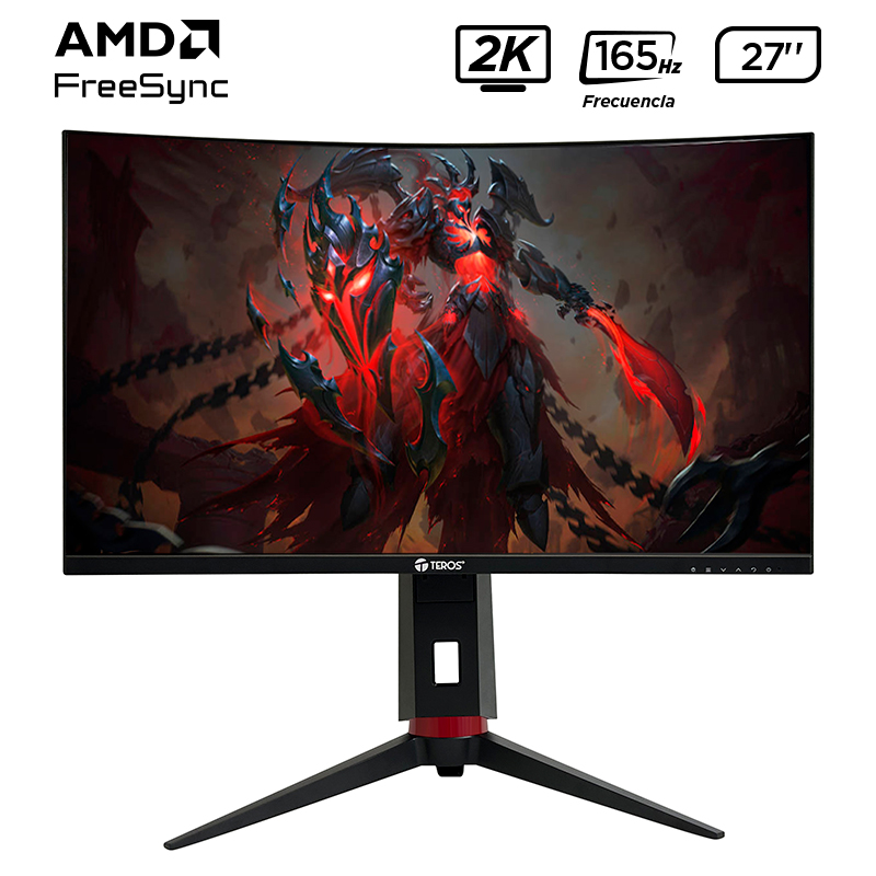 Monitor curvo TEROS TE-2765G, 27 2K QHD VA, 165 Hz, 1 ms, HDMI, DP, PIVOT