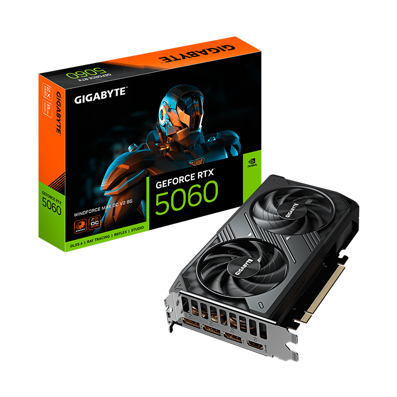 Tarjeta de video GIGABYTE GeForce RTX 5060 WINDFORCE MAX OC V2 8G, 8GB GDDR7, PCIe Gen 5.0